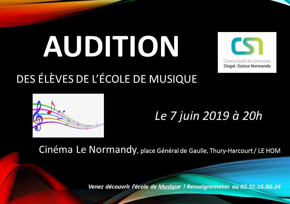 Venez assister à l’audition de l’école de musique le 07 juin !