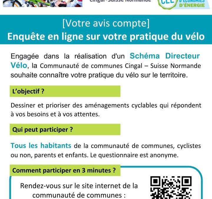Lancement de l’enquête en ligne sur la pratique du vélo des habitants du territoire