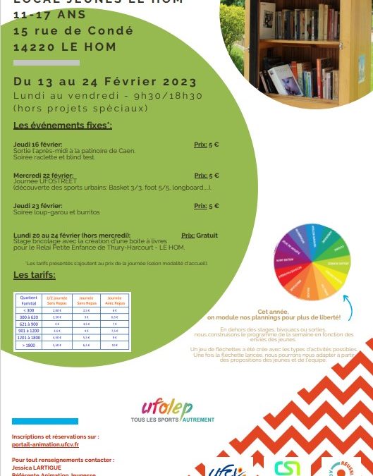 Programme du Local Jeunes du Hom pour les vacances d’Hiver 2023