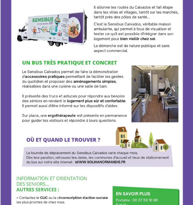 Prochain passage du Sensibus Calvados, le bus du bien vieillir