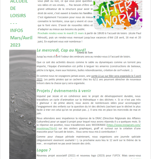 UFCV Accueil de Loisirs de Thury-Harcourt-le-Hom : Infos Mars – Avril 2023