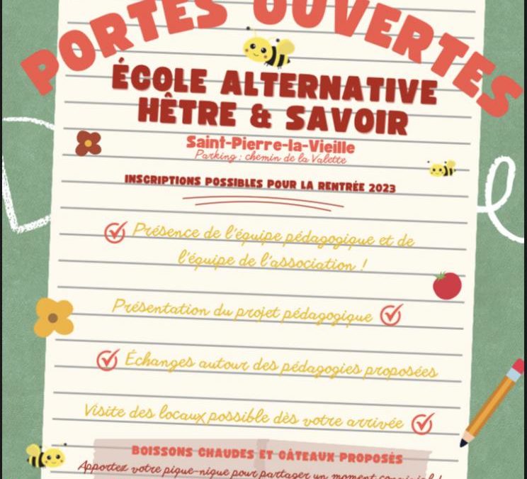 Une nouvelle école alternative intitulée « Hêtre et Savoir » ouvre ses portes à la rentrée 2023