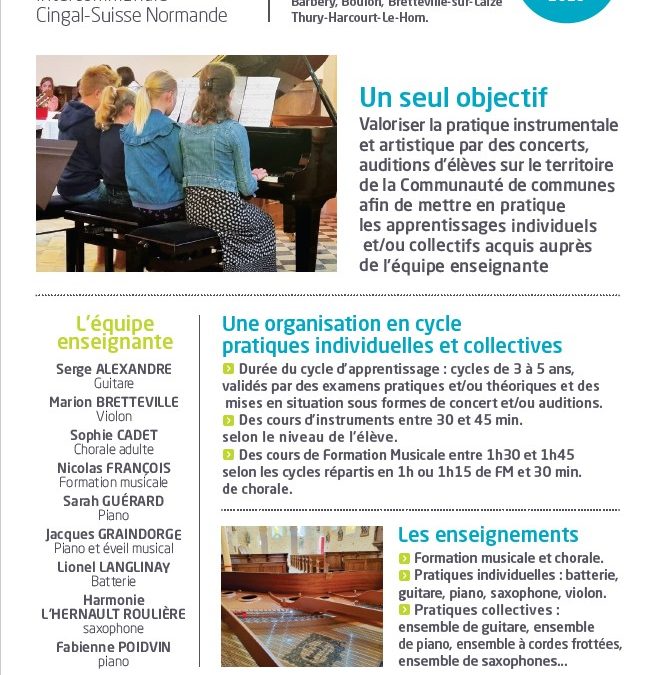 Ouverture des réinscriptions et inscriptions en ligne à l’École de Musique intercommunale, pour la rentrée 2023/24