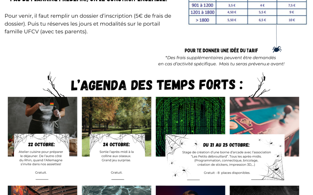 Programme des vacances d’automne pour le local jeunes UFCV de Thury-Harcourt-le-Hom