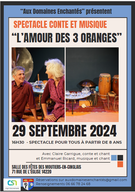 Spectacle Conte et Musique “l’Amour des 3 Oranges” le 29 septembre
