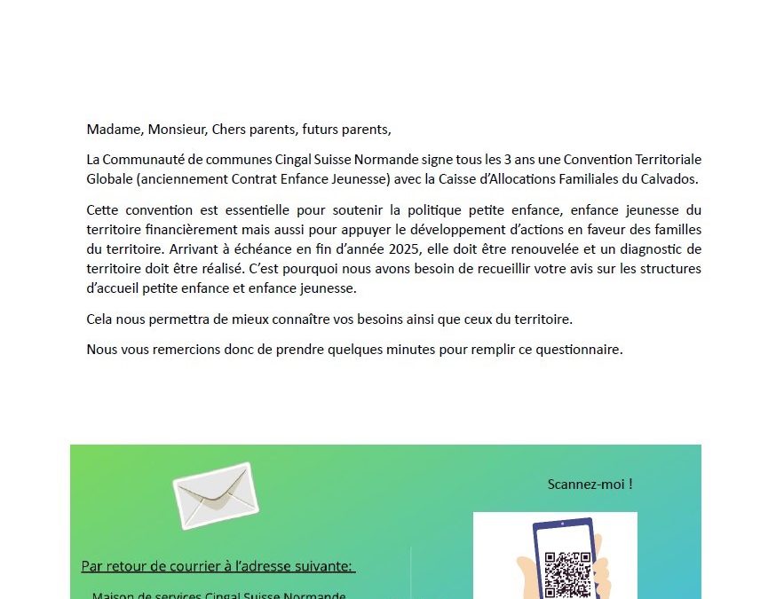 Questionnaire pour le renouvellement de la Convention Territoriale Globale
