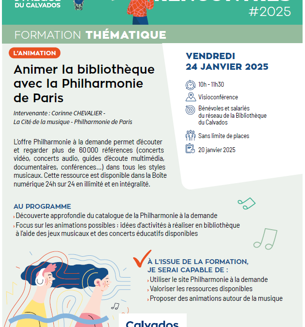 Formation bibliothèque : animer la bibliothèque avec la Philharmonie