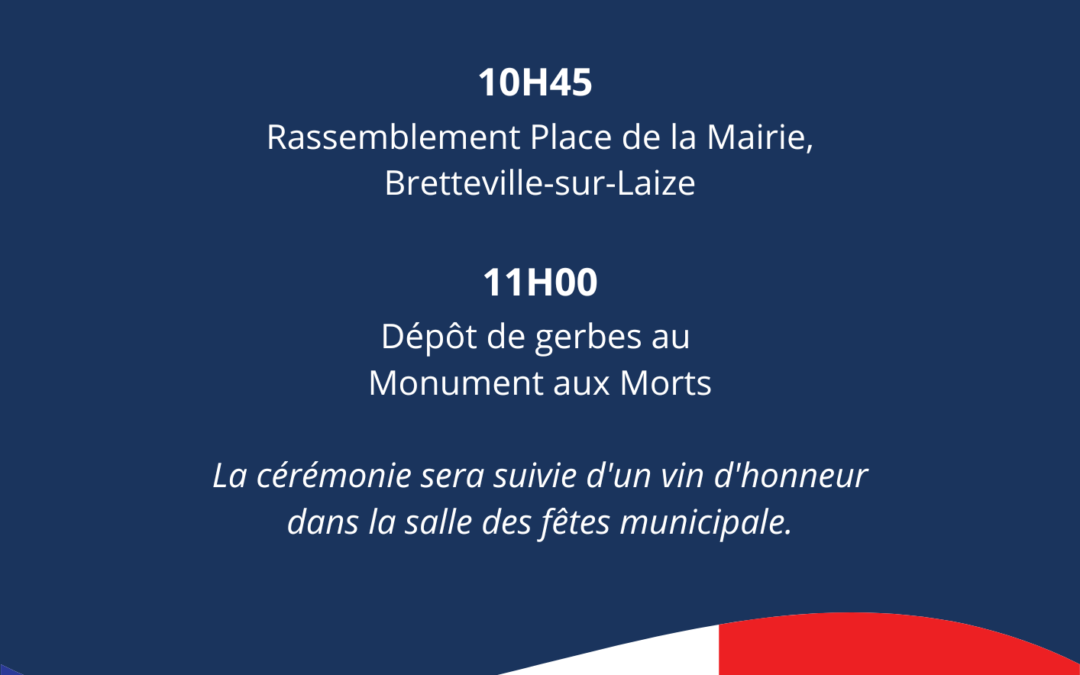 Commémoration à Bretteville-sur-Laize le jeudi 8 mai à 10h45