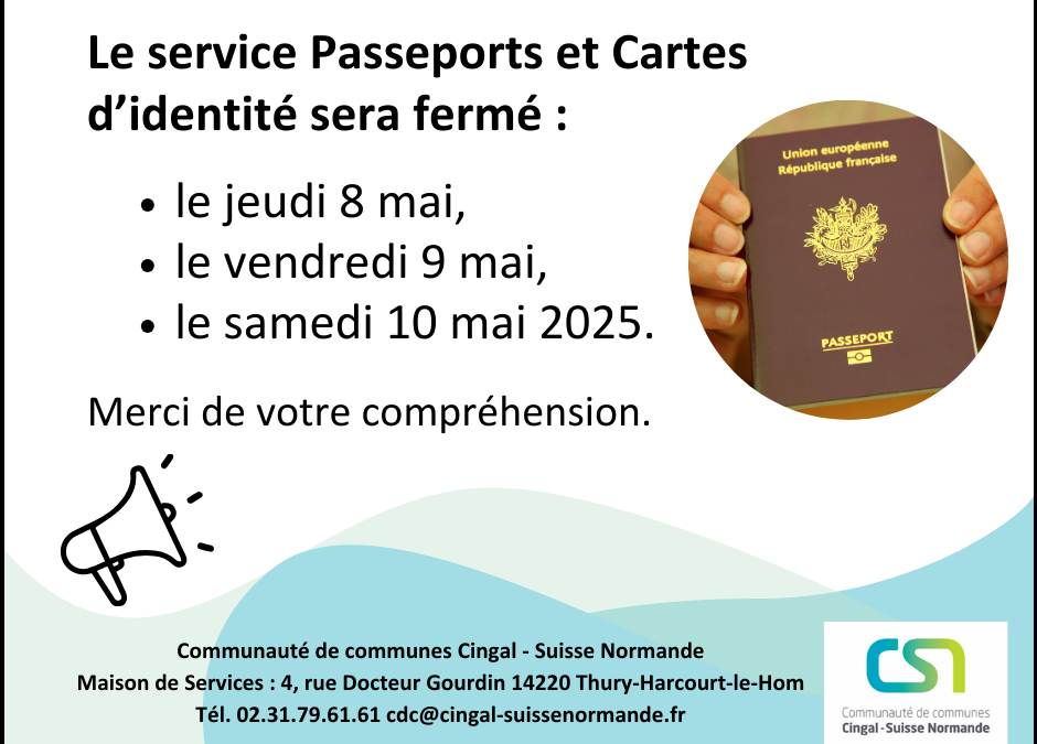 Fermeture exceptionnelle du service Passeports et Cartes d’identité