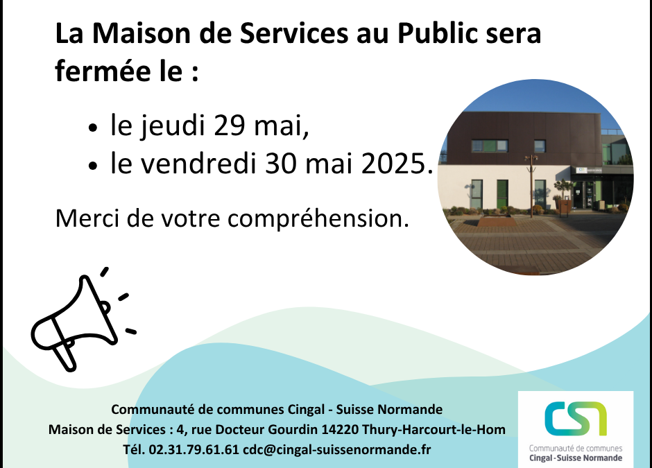 Fermeture exceptionnelle de la Maison de Services au Public
