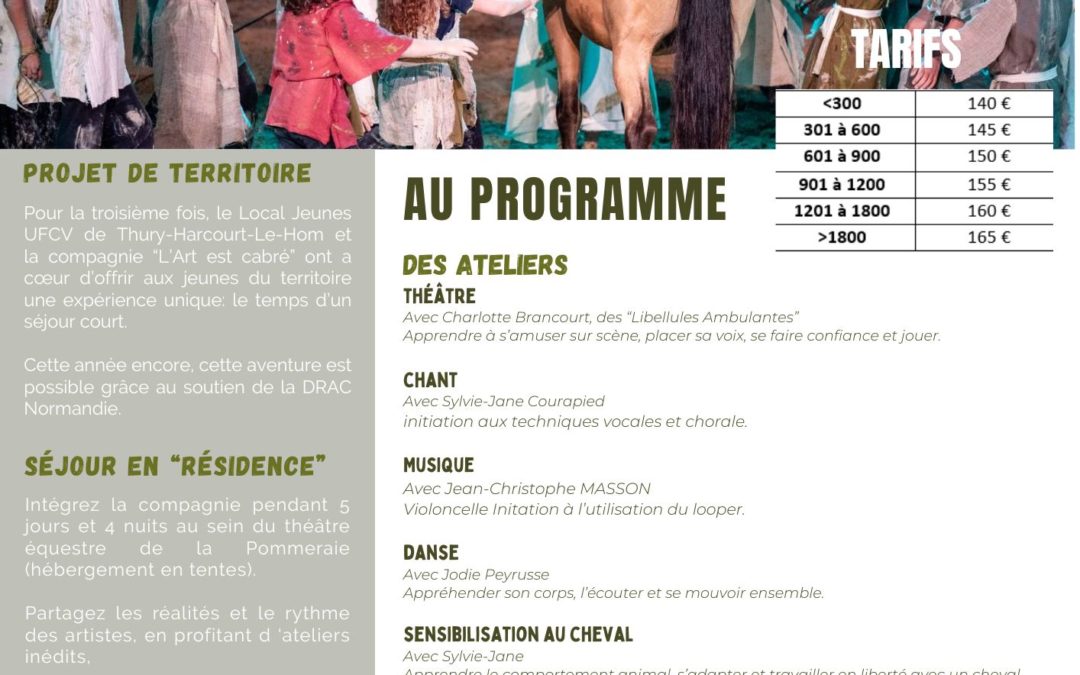UFCV : Séjour théâtre équestre à La Pommeraye du 21 au 25 juillet 2025