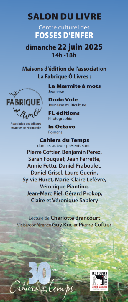 Salon du livre des Cahiers du Temps le dimanche 22 juin à 14h00