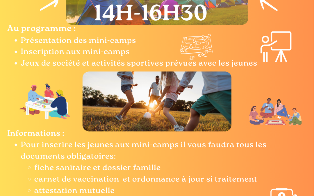 Programme centre de loisirs et inscriptions mini-camps