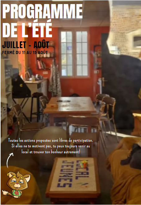 Programme du mois de juillet et août Local Jeunes UFCV à Thury-Harcourt-le-Hom