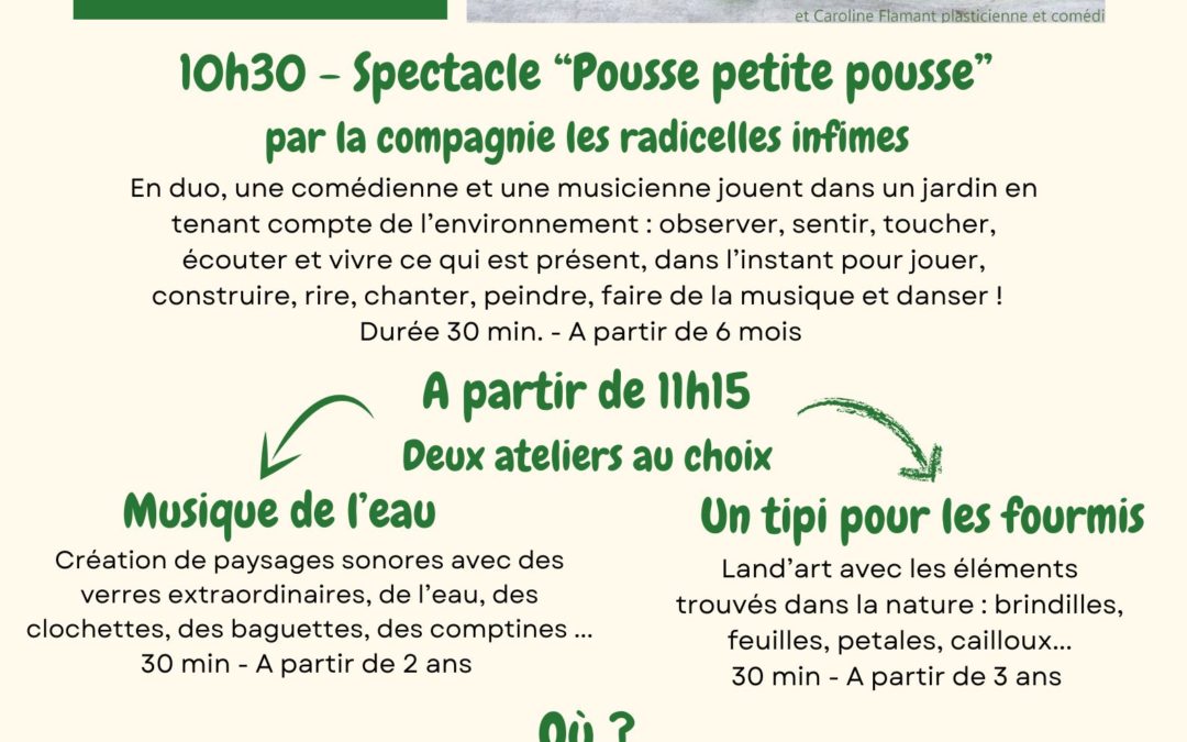 Spectacle “Pousse petite pousse” de la compagnie Les radicelles infimes le samedi 5 juillet 2025