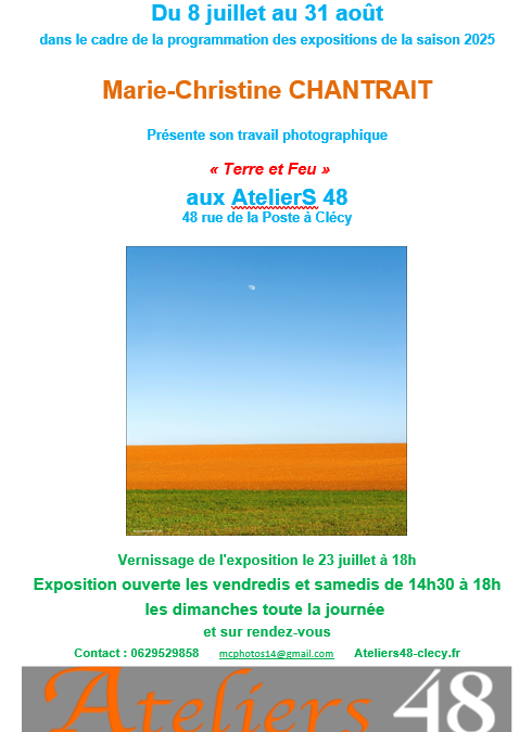 Vernissage de l’exposition “Terre et Feu” de Marie-Christine Chantrait le 23 juillet 2025