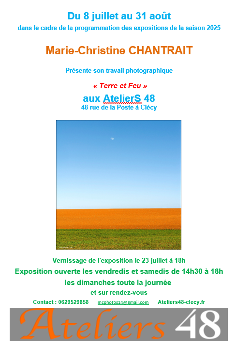 Vernissage de l’exposition “Terre et Feu” de Marie-Christine Chantrait le 23 juillet 2025