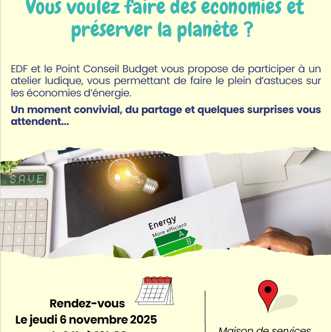 Action collective le jeudi 6 novembre après-midi : Astuces sur les économies d’énergie