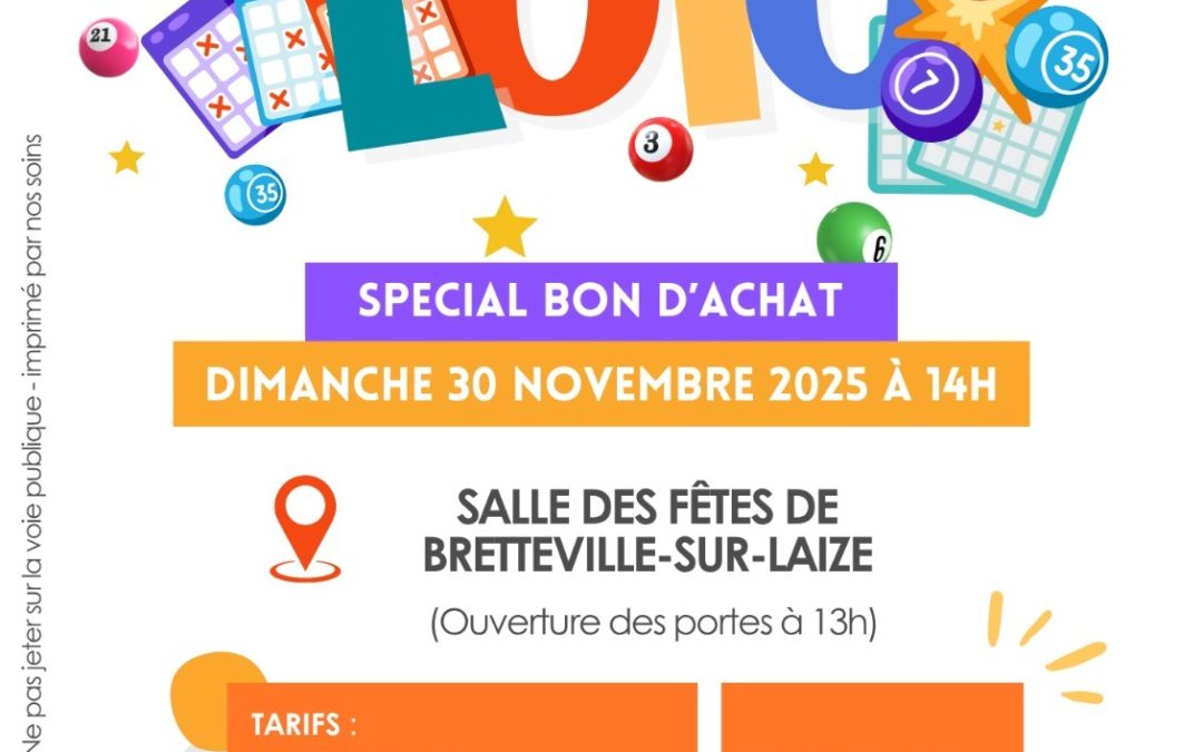 Téléthon 2025 : Loto le dimanche 30 novembre à Bretteville-sur-Laize