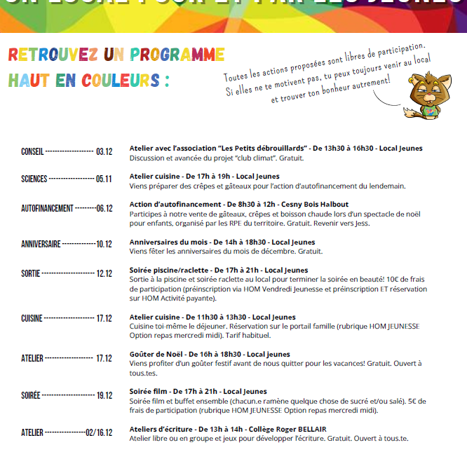Programme Local Jeunes UFCV – décembre 2025