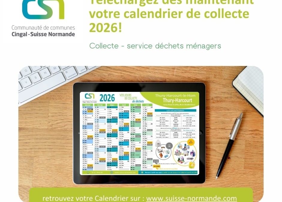 Calendriers de collecte 2026 pour le ramassage des déchets
