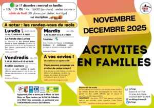 La Forge à Saint-Rémy-sur-Orne : programme de novembre et décembre 2025