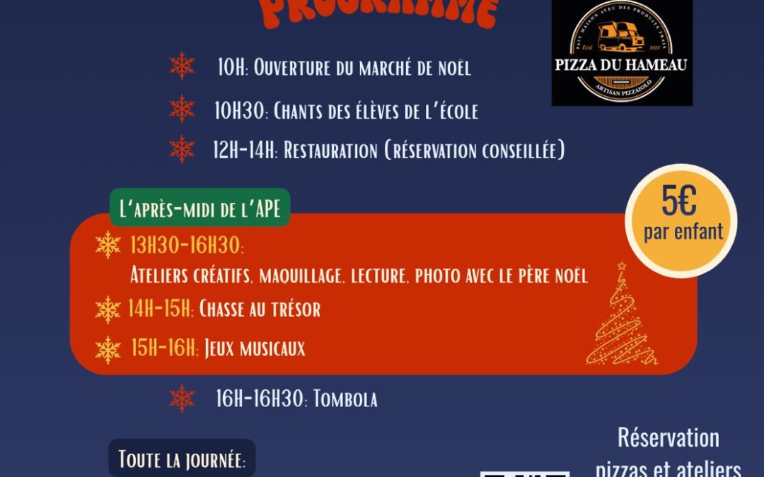 Marché de Noël de l’école des Quatre Vents le 14 décembre