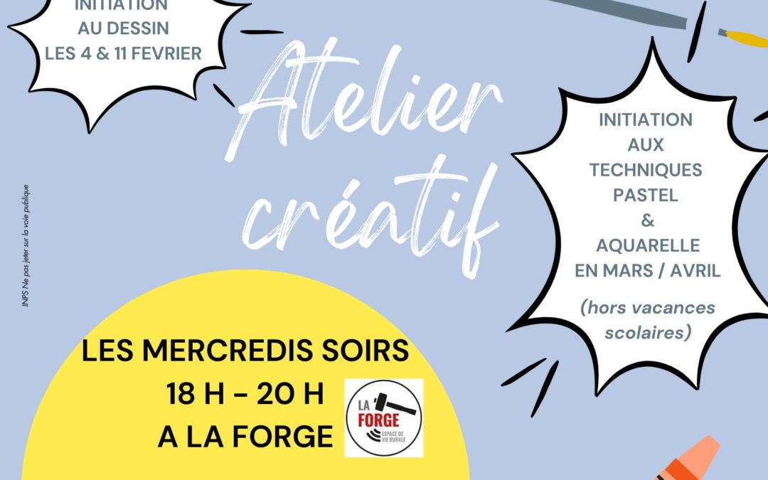 NOUVEAU : atelier créatif, les mercredis soirs, à Saint-Rémy-sur-Orne, à partir du 4 février