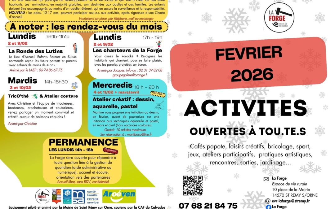 La Forge à Saint-Rémy-sur-Orne : programme de février 2026