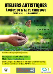 Ateliers Artistiques à Clécy du 12 au 26 avril 2026
