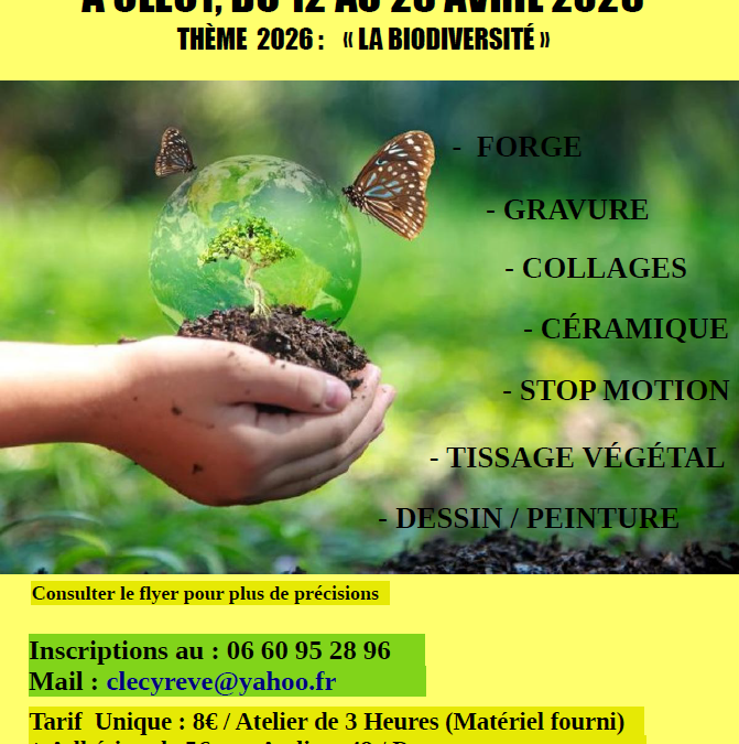 Ateliers Artistiques à Clécy du 12 au 26 avril 2026
