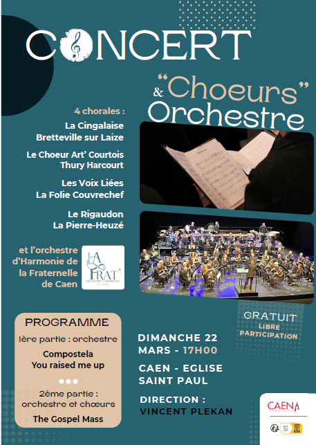 Concert Choeurs et Orchestre le dimanche 22 mars à Caen