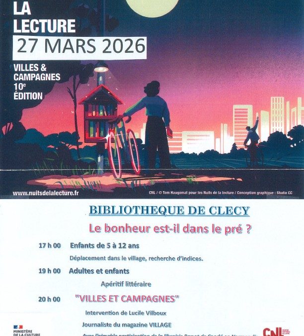 Nuit de la lecture à la Bibliothèque de Clécy le 27 mars 2026