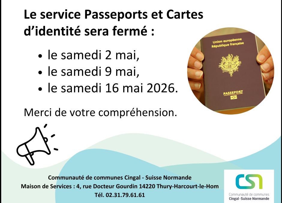 Fermeture exceptionnelle du service Passeports et Cartes d’identité