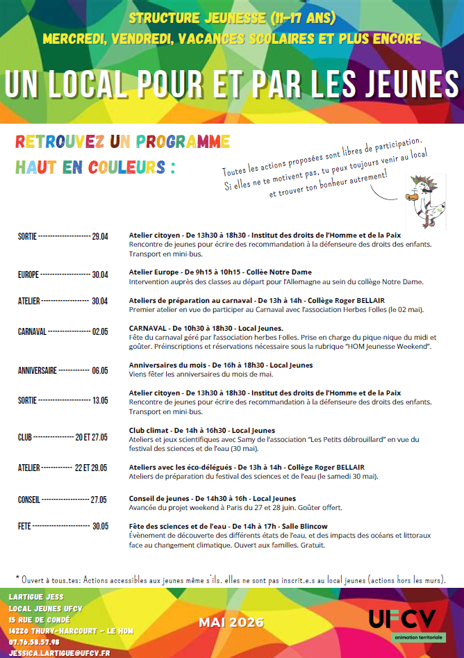 Programme Local Jeunes UFCV – mai 2026