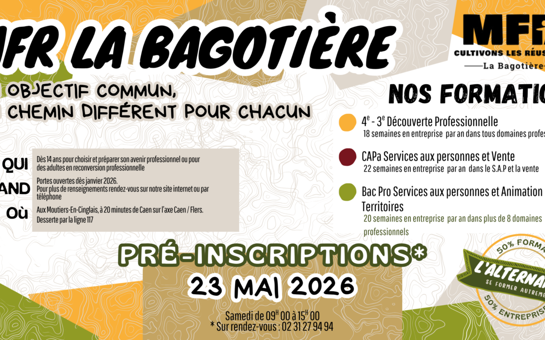 MFR la Bagotière : Pré-Inscriptions le 23 mai 2026