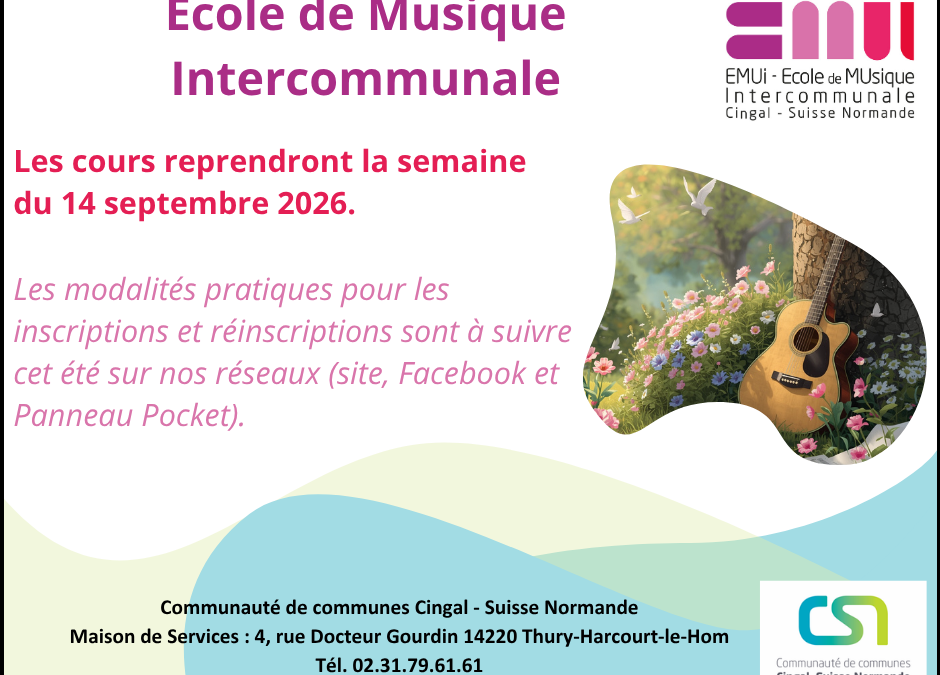 Inscriptions et Réinscriptions à l’École de Musique Intercommunale