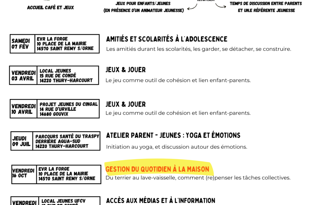 UFCV : Actions familles d’ados en Cingal-Suisse Normande