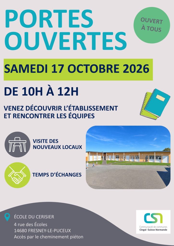 Portes ouvertes de l’école du Cerisier à Fresney-le-Puceux le samedi 17 octobre
